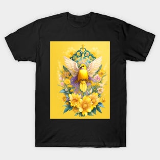 Yellow Bird Below Tiny Cross T-Shirt